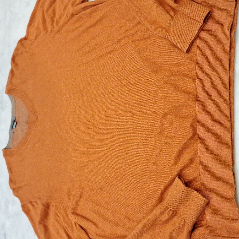 Johnston & Murphy Silk Angora‎ Blend V-Neck Sweater Pumpkin Deep Orange Sz Lg-XL